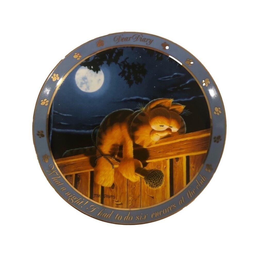 The Garfield Collector Plate “Dear Diary Series” What a Night Danbury Mint E1391